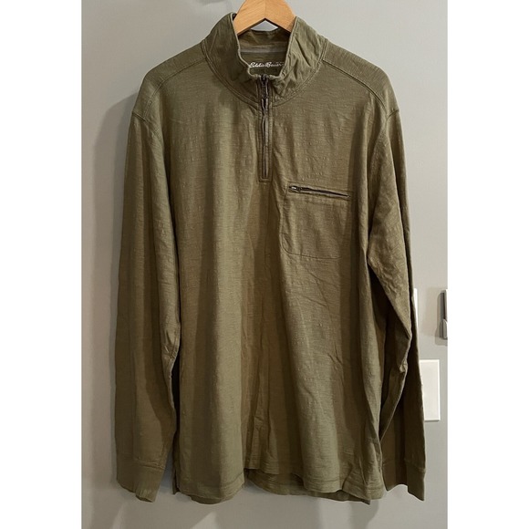 Eddie Bauer Shirt Organic Cotton 1/4 Zip Pullover‎ Midweight Outdoors XL - Picture 1 of 7